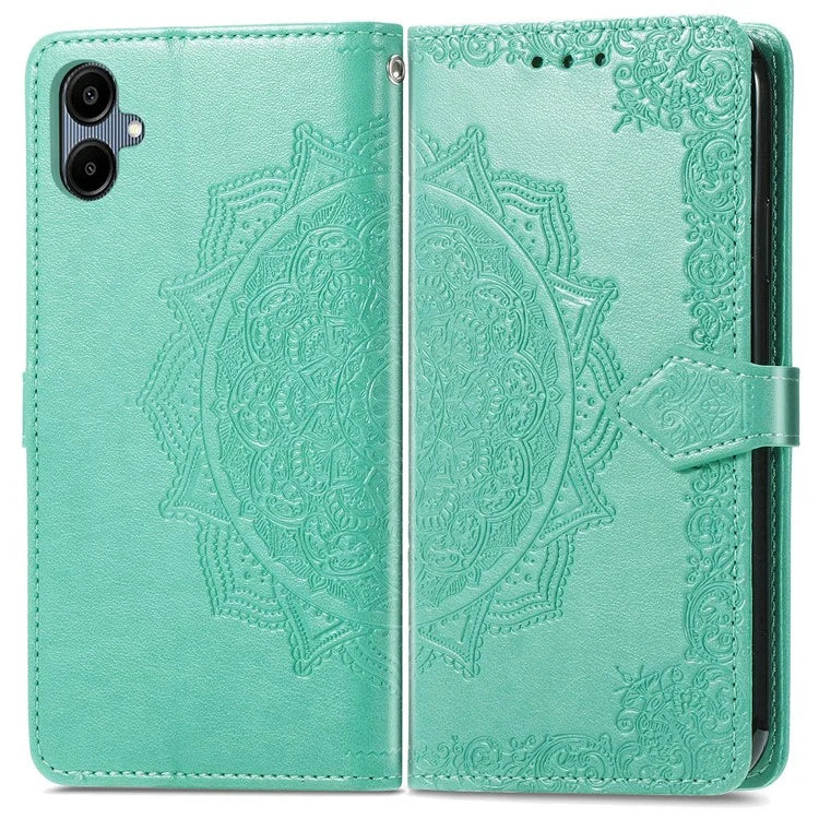 For Samsung Galaxy A06 Case Mandala Embossed Design Leather Wallet Phone Cover