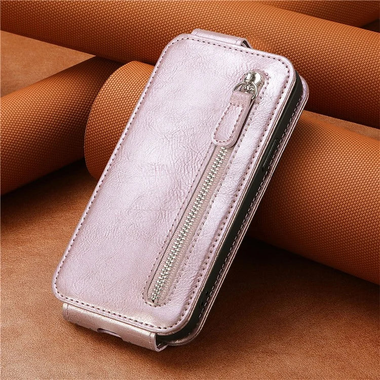For Samsung Galaxy A06 Case Zipper Wallet Phone Leather Cover Vertical Flip Closing