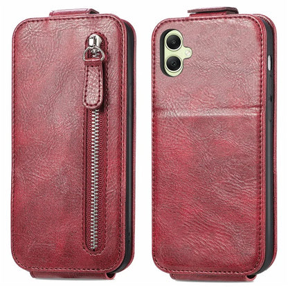 For Samsung Galaxy A06 Case Zipper Wallet Phone Leather Cover Vertical Flip Closing