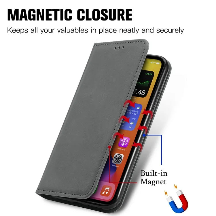 For Samsung Galaxy A06 Case Skin Touch Feeling Leather Wallet Phone Cover Magnetic Absorption