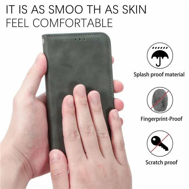 For Samsung Galaxy A06 Case Skin Touch Feeling Leather Wallet Phone Cover Magnetic Absorption
