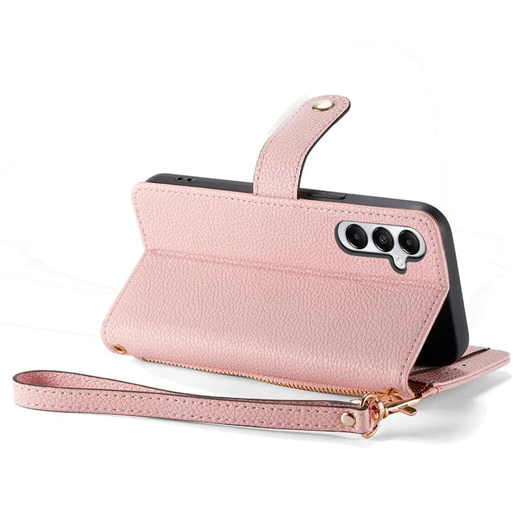 For Samsung Galaxy A06 Case RFID Blocking Zipper Pocket Leather Wallet Phone Cover