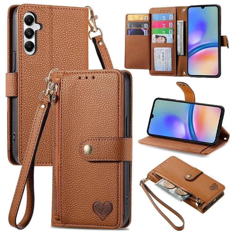 For Samsung Galaxy A06 Case RFID Blocking Zipper Pocket Leather Wallet Phone Cover