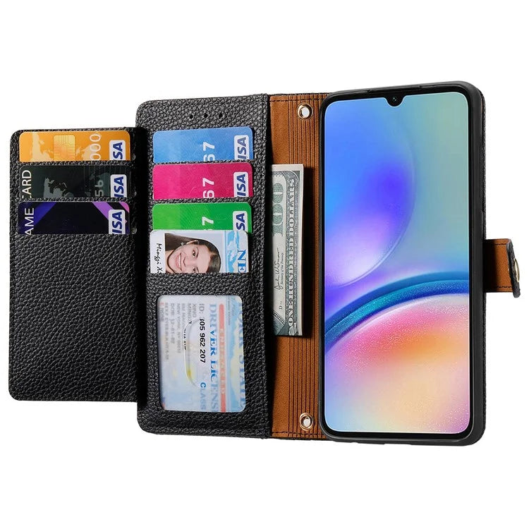 For Samsung Galaxy A06 Case RFID Blocking Zipper Pocket Leather Wallet Phone Cover