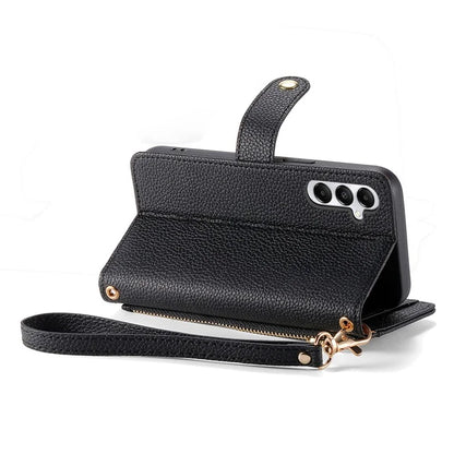 For Samsung Galaxy A06 Case RFID Blocking Zipper Pocket Leather Wallet Phone Cover