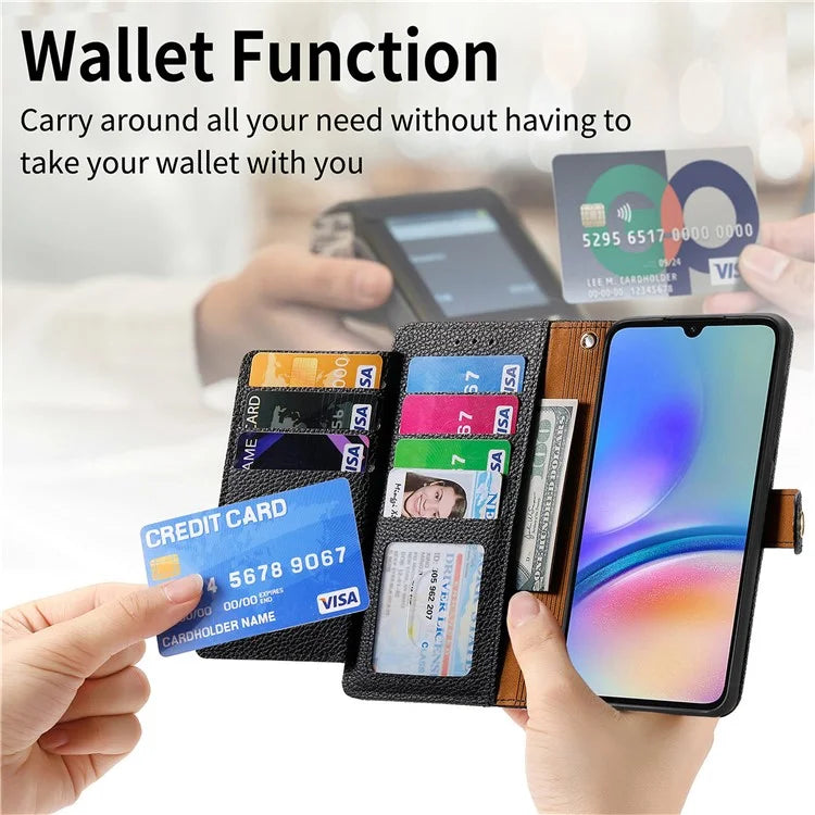For Samsung Galaxy A06 Case RFID Blocking Zipper Pocket Leather Wallet Phone Cover