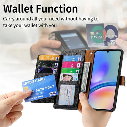 For Samsung Galaxy A06 Case RFID Blocking Zipper Pocket Leather Wallet Phone Cover