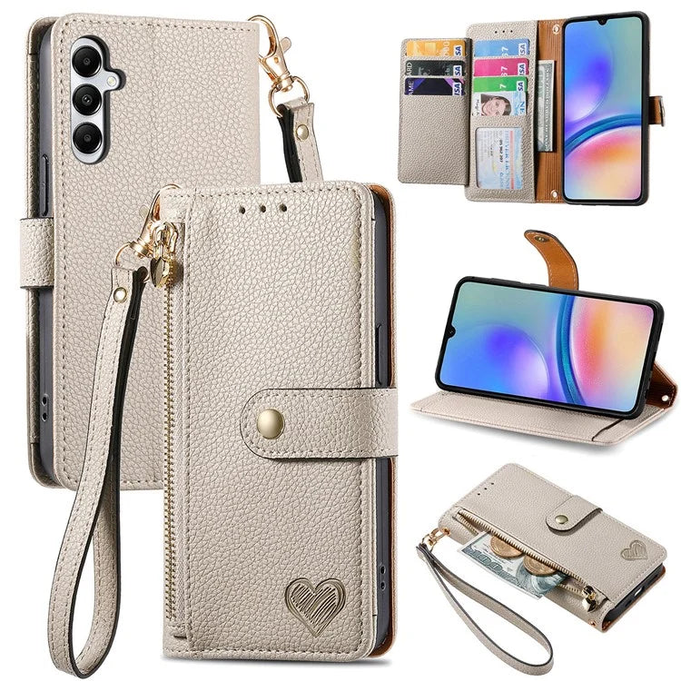 For Samsung Galaxy A06 Case RFID Blocking Zipper Pocket Leather Wallet Phone Cover