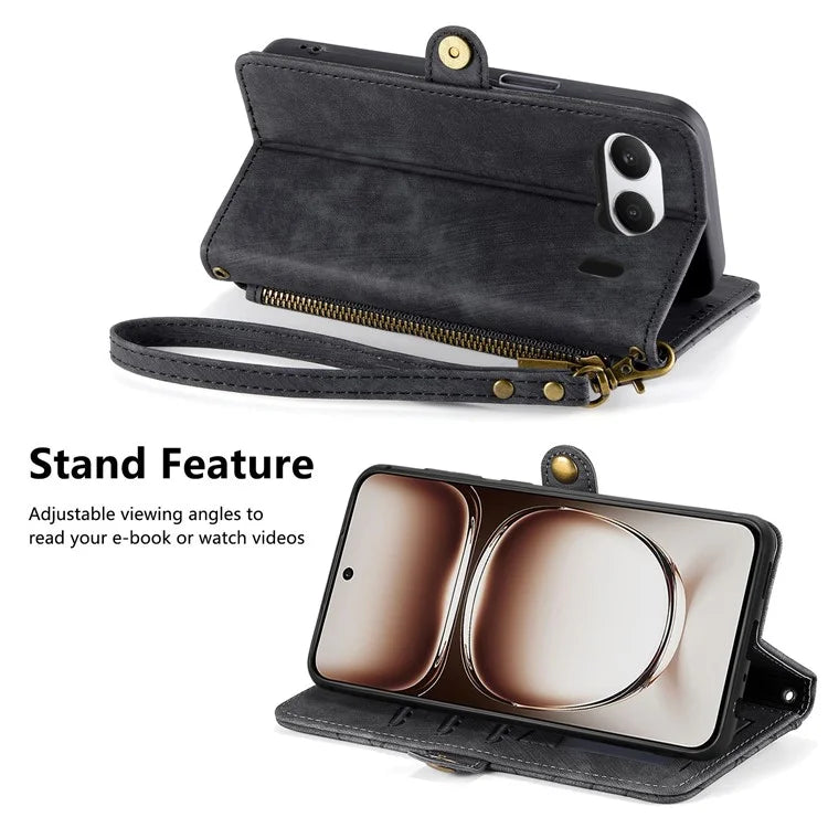 For OnePlus Nord 4 Case Zipper Wallet Geometry Lines Leather Phone Cover