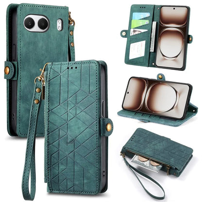 For OnePlus Nord 4 Case Zipper Wallet Geometry Lines Leather Phone Cover