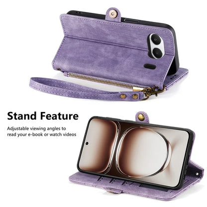 For OnePlus Nord 4 Case Zipper Wallet Geometry Lines Leather Phone Cover