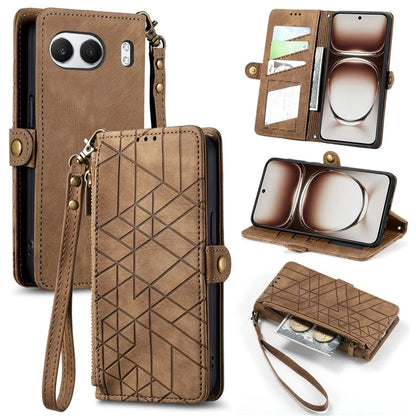 For OnePlus Nord 4 Case Zipper Wallet Geometry Lines Leather Phone Cover