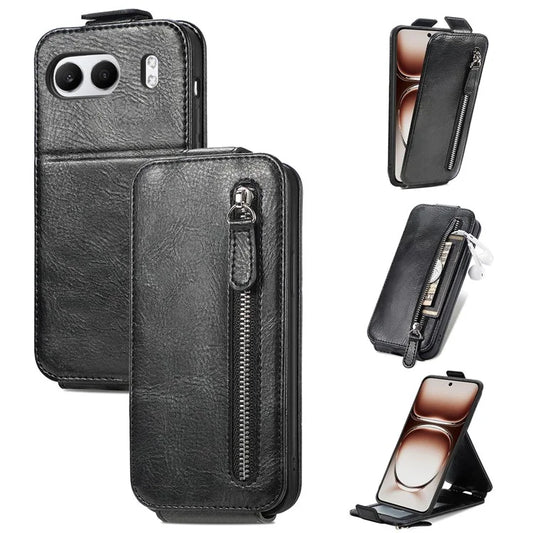 For OnePlus Nord 4 Case Zipper Wallet Phone Leather Cover Vertical Flip Closing