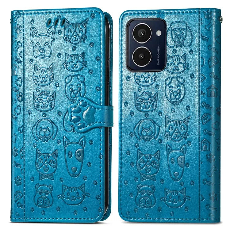 For HMD Pulse Pro Case Leather Wallet Flip Phone Cover Cute Cat Dog Pattern