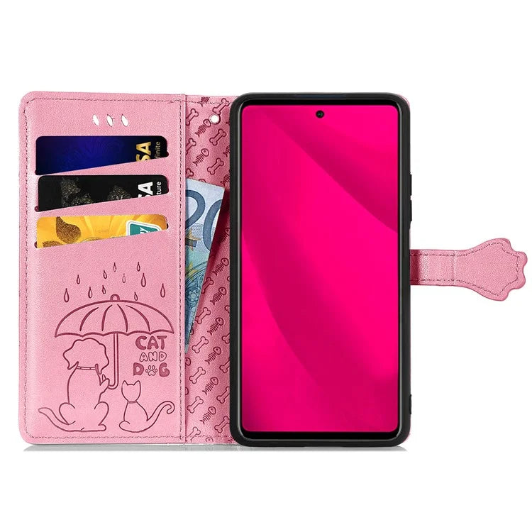 For HMD Pulse Pro Case Leather Wallet Flip Phone Cover Cute Cat Dog Pattern