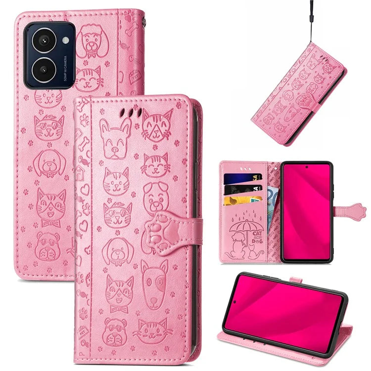 For HMD Pulse Pro Case Leather Wallet Flip Phone Cover Cute Cat Dog Pattern