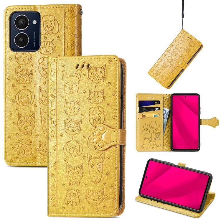 For HMD Pulse Pro Case Leather Wallet Flip Phone Cover Cute Cat Dog Pattern