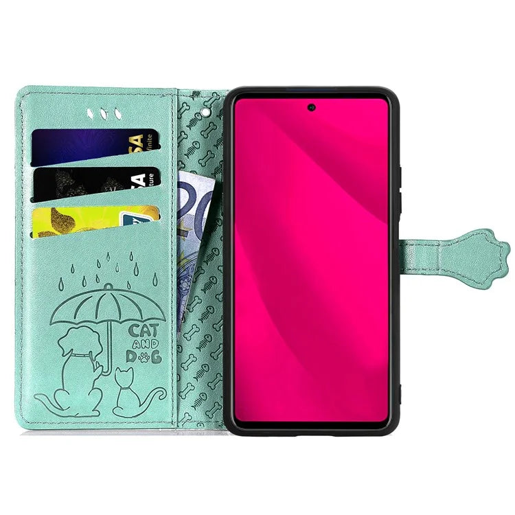For HMD Pulse Pro Case Leather Wallet Flip Phone Cover Cute Cat Dog Pattern
