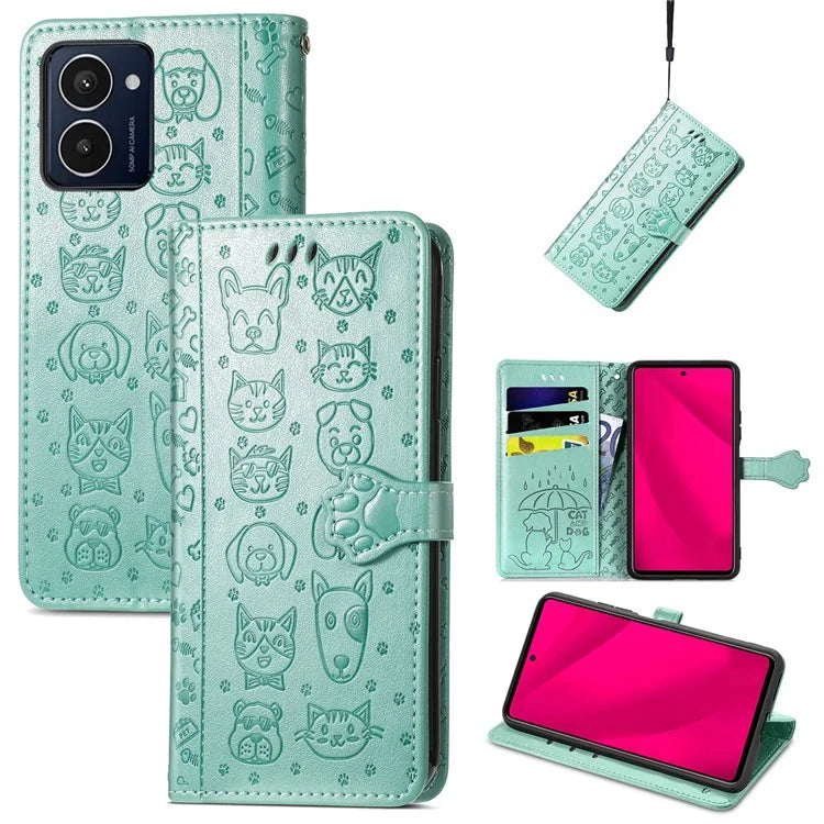 For HMD Pulse Pro Case Leather Wallet Flip Phone Cover Cute Cat Dog Pattern