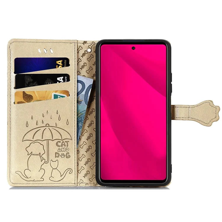 For HMD Pulse Pro Case Leather Wallet Flip Phone Cover Cute Cat Dog Pattern