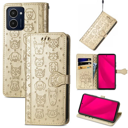 For HMD Pulse Pro Case Leather Wallet Flip Phone Cover Cute Cat Dog Pattern