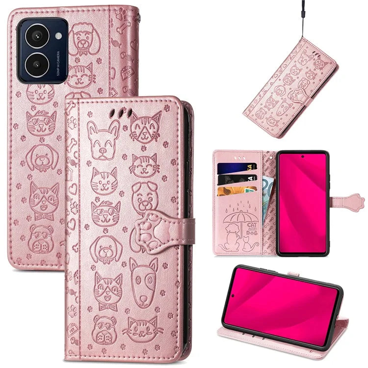 For HMD Pulse Pro Case Leather Wallet Flip Phone Cover Cute Cat Dog Pattern
