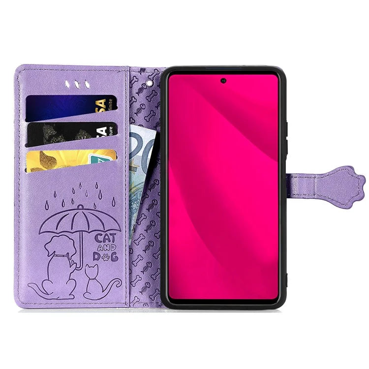 For HMD Pulse Pro Case Leather Wallet Flip Phone Cover Cute Cat Dog Pattern