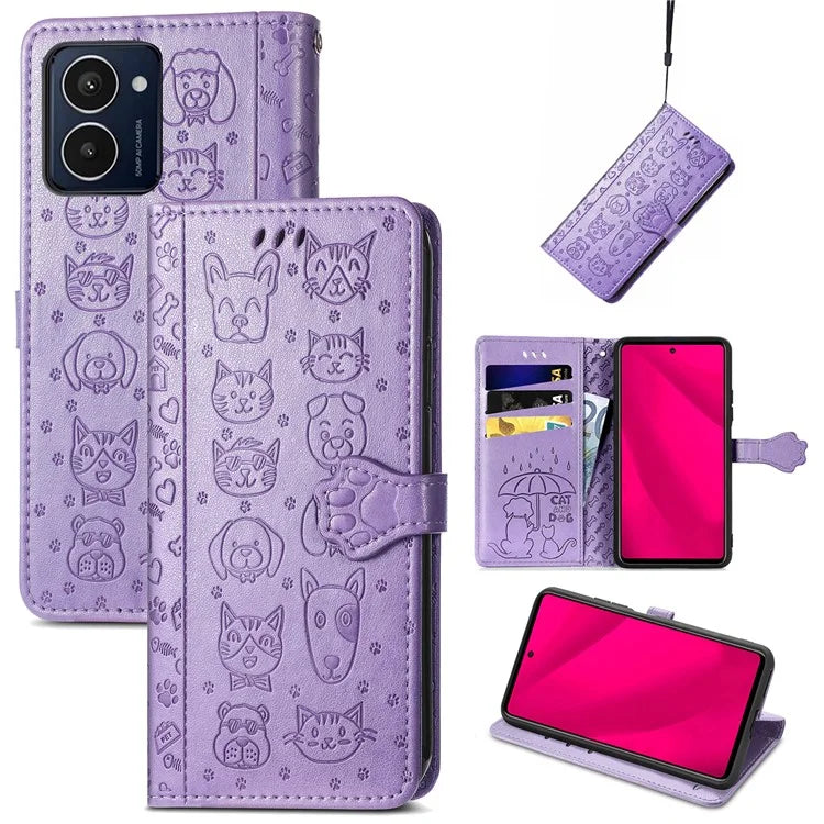 For HMD Pulse Pro Case Leather Wallet Flip Phone Cover Cute Cat Dog Pattern