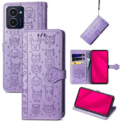 For HMD Pulse Pro Case Leather Wallet Flip Phone Cover Cute Cat Dog Pattern