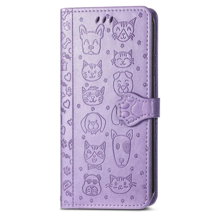 For HMD Pulse Pro Case Leather Wallet Flip Phone Cover Cute Cat Dog Pattern