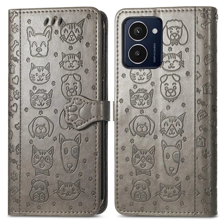 For HMD Pulse Pro Case Leather Wallet Flip Phone Cover Cute Cat Dog Pattern