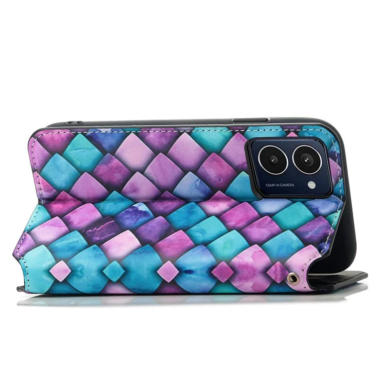 CASENEO 001 Series for HMD Pulse Pro Case RFID Blocking Wallet Leather Cover Pattern Print
