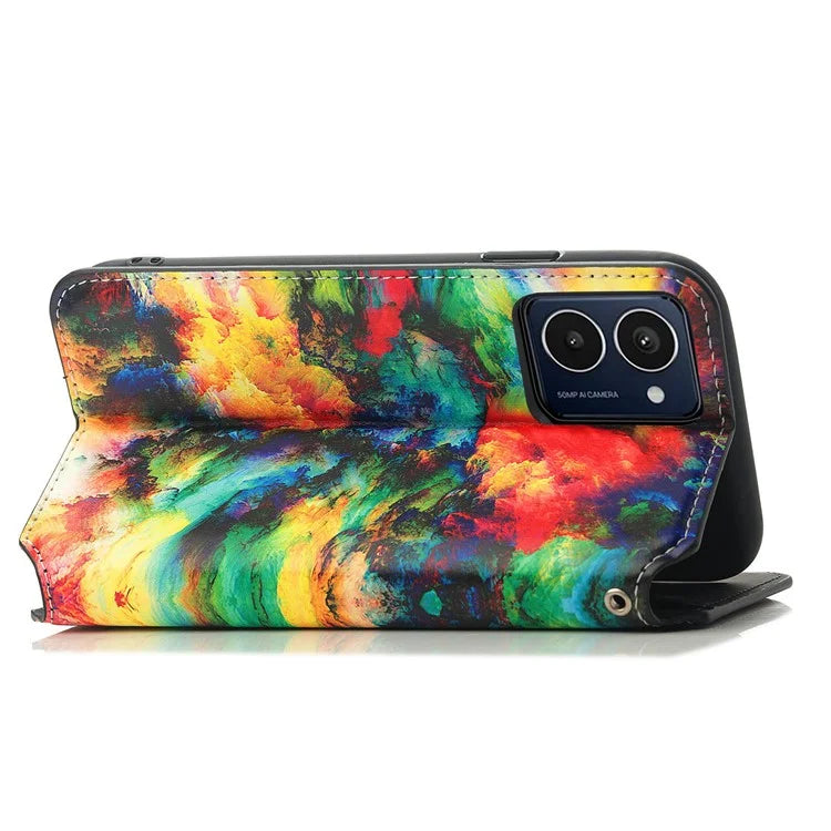 CASENEO 001 Series for HMD Pulse Pro Case RFID Blocking Wallet Leather Cover Pattern Print