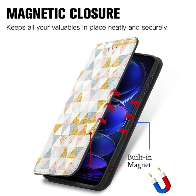 CASENEO 001 Series for HMD Pulse Pro Case RFID Blocking Wallet Leather Cover Pattern Print