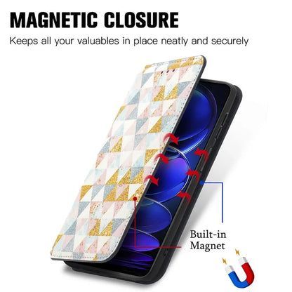CASENEO 001 Series for HMD Pulse Pro Case RFID Blocking Wallet Leather Cover Pattern Print