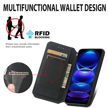CASENEO 001 Series for HMD Pulse Pro Case RFID Blocking Wallet Leather Cover Pattern Print