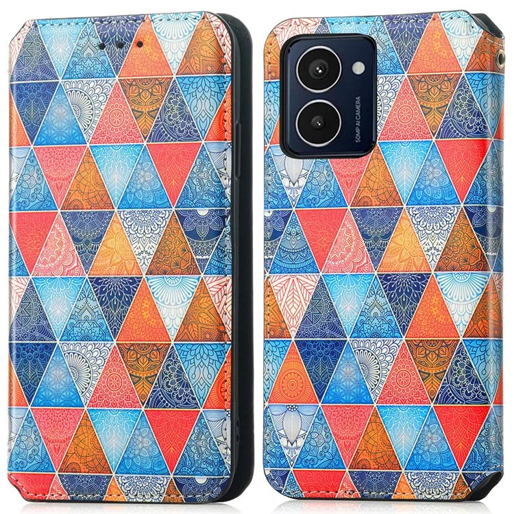 CASENEO 001 Series for HMD Pulse Pro Case RFID Blocking Wallet Leather Cover Pattern Print