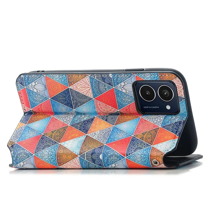 CASENEO 001 Series for HMD Pulse Pro Case RFID Blocking Wallet Leather Cover Pattern Print