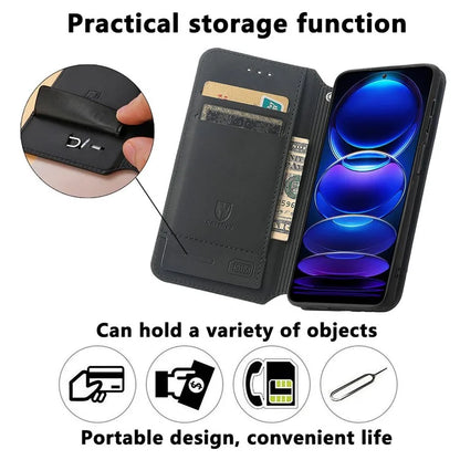 CASENEO 001 Series for HMD Pulse Pro Case RFID Blocking Wallet Leather Cover Pattern Print