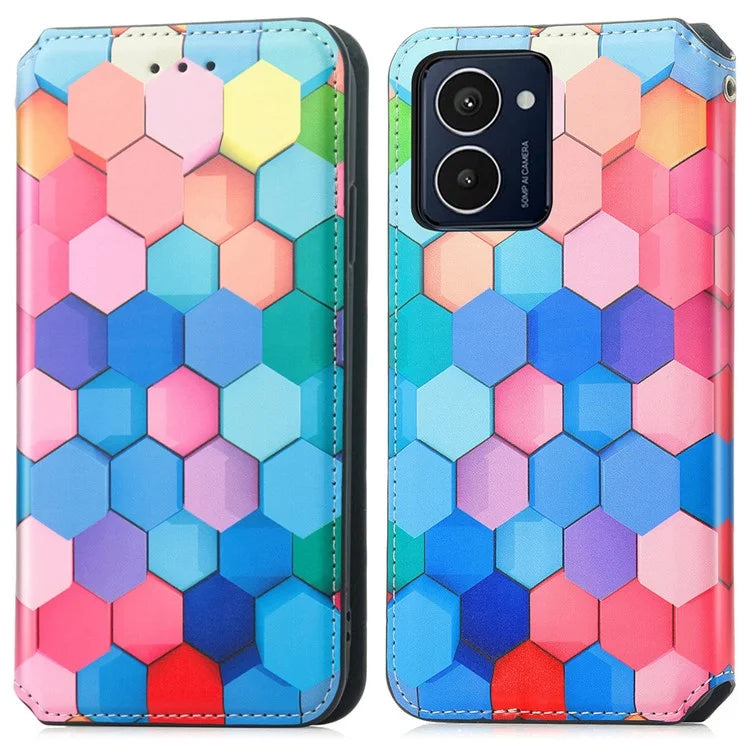 CASENEO 001 Series for HMD Pulse Pro Case RFID Blocking Wallet Leather Cover Pattern Print