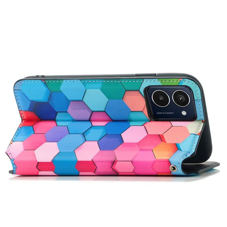 CASENEO 001 Series for HMD Pulse Pro Case RFID Blocking Wallet Leather Cover Pattern Print