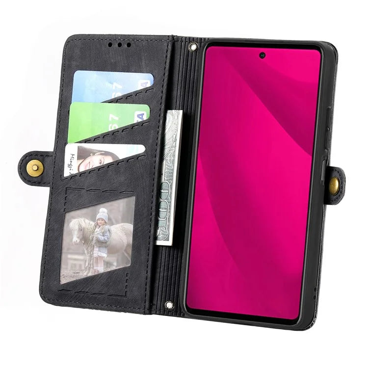 For HMD Pulse Pro Case Zipper Wallet Geometry Lines Leather Phone Cover