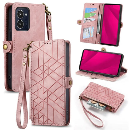 For HMD Pulse Pro Case Zipper Wallet Geometry Lines Leather Phone Cover
