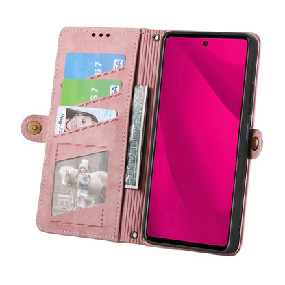 For HMD Pulse Pro Case Zipper Wallet Geometry Lines Leather Phone Cover