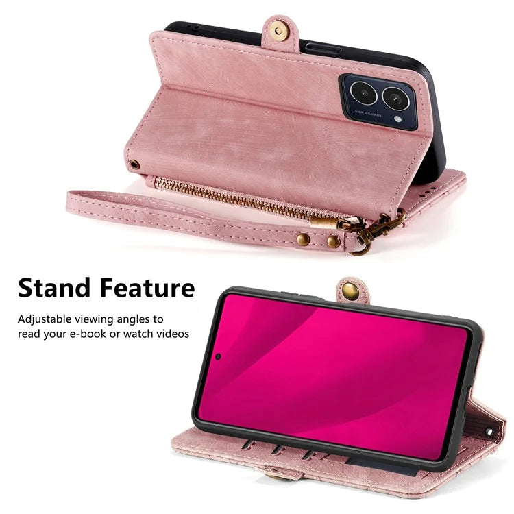 For HMD Pulse Pro Case Zipper Wallet Geometry Lines Leather Phone Cover