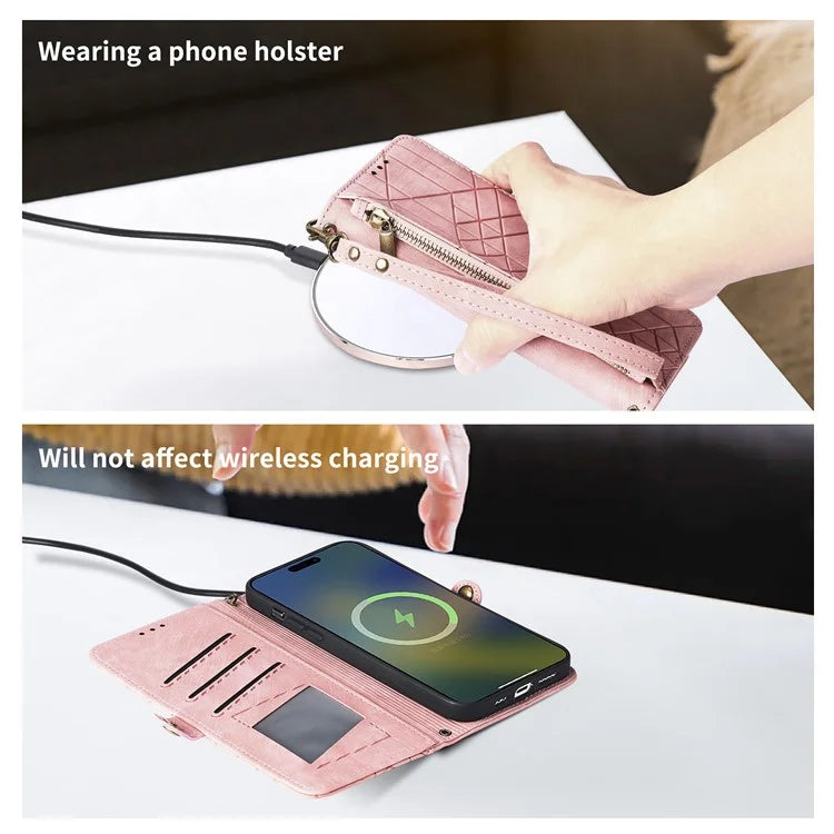 For HMD Pulse Pro Case Zipper Wallet Geometry Lines Leather Phone Cover
