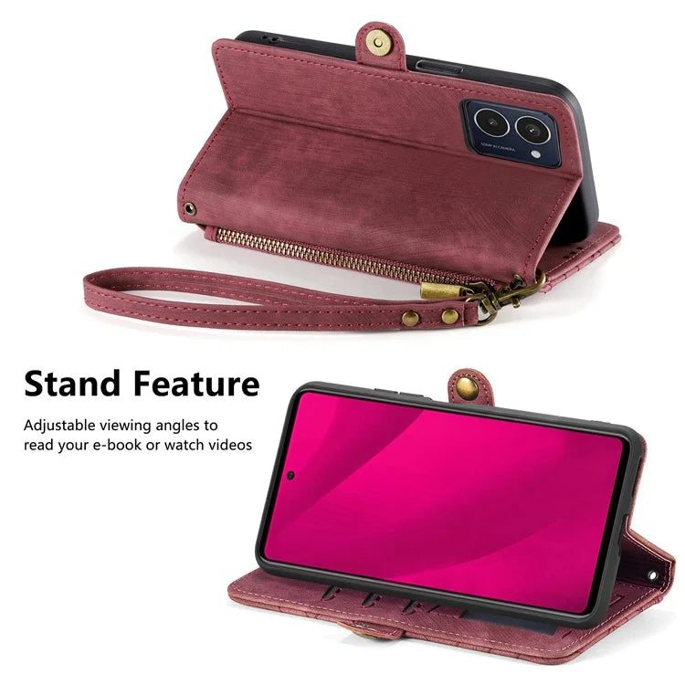 For HMD Pulse Pro Case Zipper Wallet Geometry Lines Leather Phone Cover