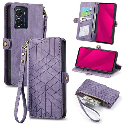 For HMD Pulse Pro Case Zipper Wallet Geometry Lines Leather Phone Cover