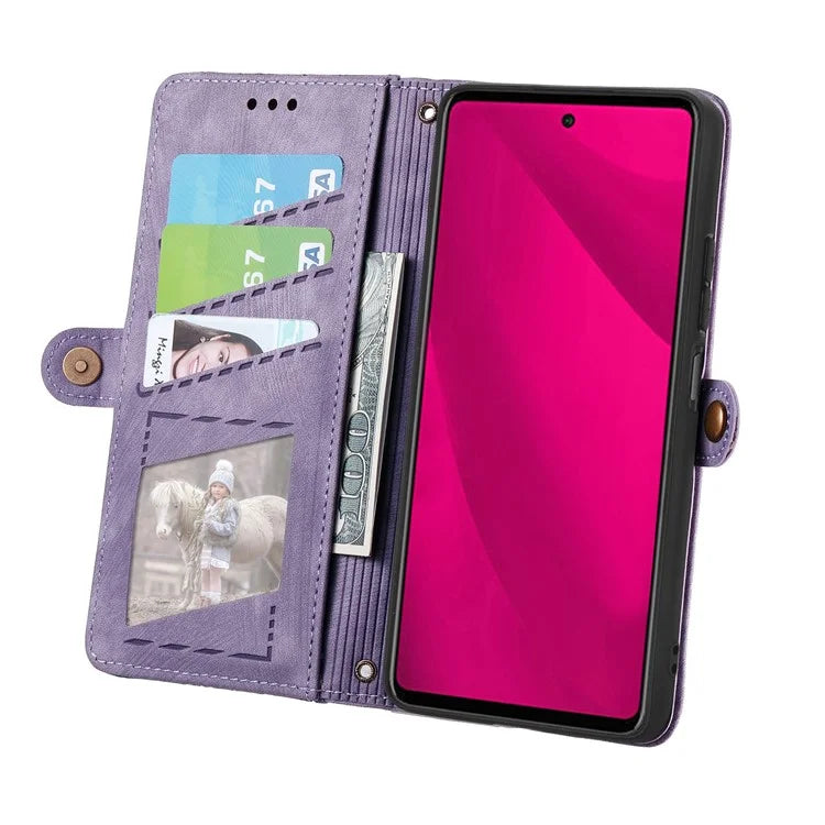 For HMD Pulse Pro Case Zipper Wallet Geometry Lines Leather Phone Cover