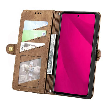 For HMD Pulse Pro Case Zipper Wallet Geometry Lines Leather Phone Cover
